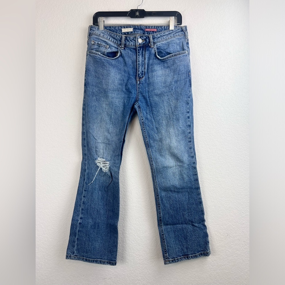 Anthropologie Pilcro Flare Bootcut Distressed Blue Jean Size 30